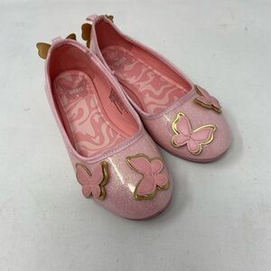 Ground Up Wicked Glinda Glittery Pink Butterfly Dress Shoes for Kids size 3